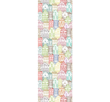 Estore de rolo modernos padrão de casas desenhadas à mão - TenStickers