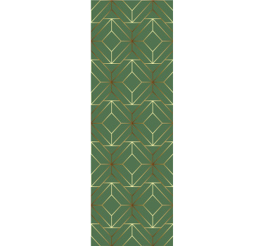 Cortina roller moderno cuadrados verdes metálicos con oro - TenVinilo