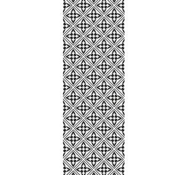 Cortina roller negra azulejos florales - TenVinilo