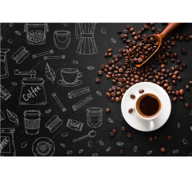 Rolo zavesa za kuhinjo kavna zrna in risbe - TenStickers