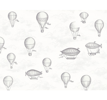 Tenda a rullo grigia cieli vintage e dirigibili - TenStickers