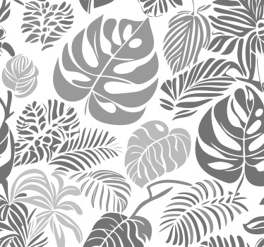 Grey blind with monstera leaves pattern - TenStickers