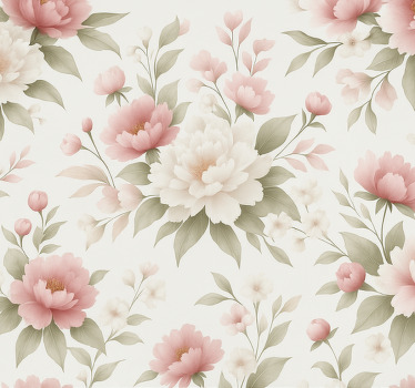 Pink blind with white pink peony floral design - TenStickers