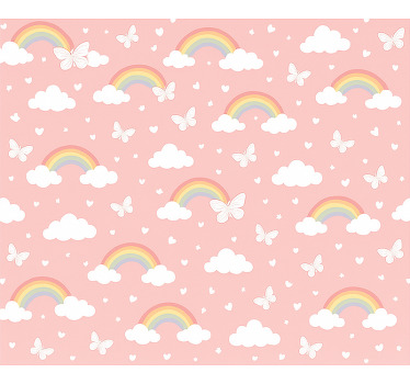 Cortina roller rosa diseño arcoíris infantil - TenVinilo