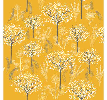 Estor enrollable amarillo patrón de árboles - TenVinilo