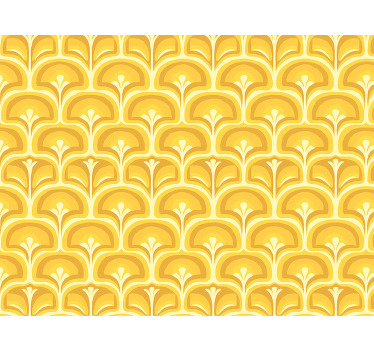 Rolgordijn geel retro 70s gele figuren - TenStickers