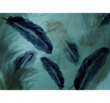 Estore de rolo para cozinha estética de penas aquareladas - TenStickers