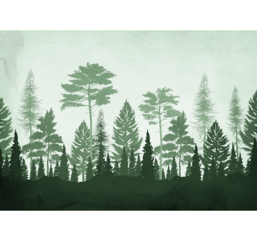Cortina roller cocina árboles escandinavos en verdes - TenVinilo