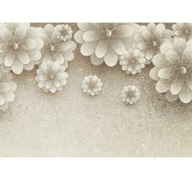 Estore de rolo para cozinha efeito flores 3d cinza - TenStickers