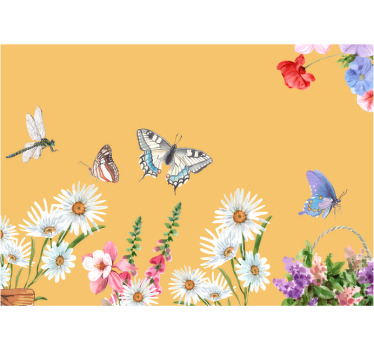 Estore de rolo para cozinha pintura de flores e borboletas - TenStickers