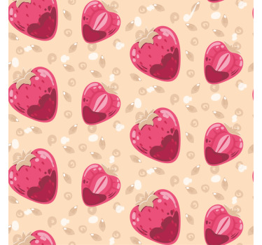 Kitchen roller blind with strawberry pattern on beige - TenStickers