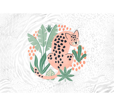 White roller blind with tropical trees and tigers - TenStickers