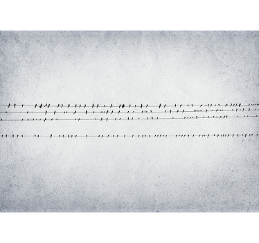 White roller blind birdsong on a wire - TenStickers