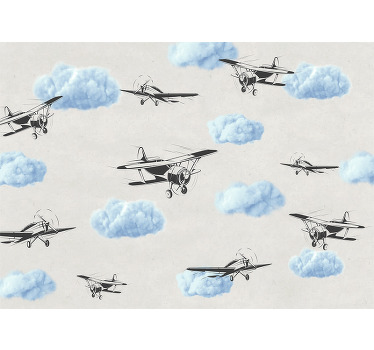 White roller blind airplanes in the sky - TenStickers