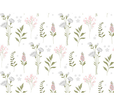 White roller blind with minimalistic wildflower design - TenStickers