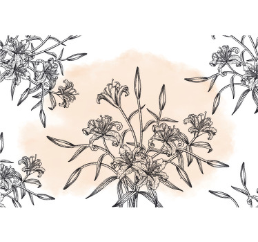 White roller blind with panoramic lily wallpaper - TenStickers