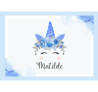 White roller blind with cute unicorn eyes and horns - TenStickers