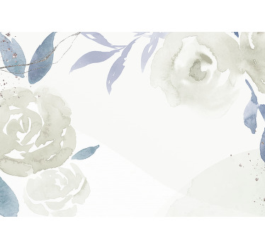 White roller blind floral decor art illustration - TenStickers