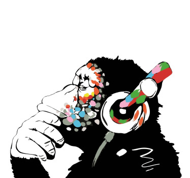 Living room blind inspired by mono banksy music - TenStickers