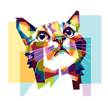 Rolgordijn woonkamer kleurige katten - TenStickers