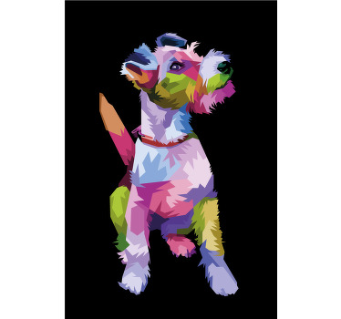 Living room blind geometric fox terrier design - TenStickers