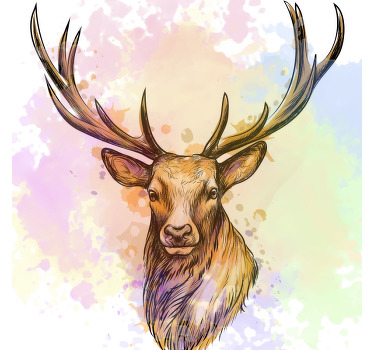 Living room blind paint splash stag design - TenStickers