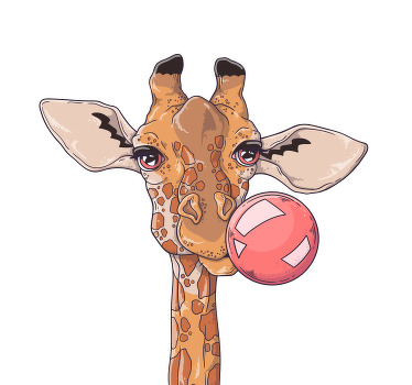 Living room blind giraffe chewing gum - TenStickers