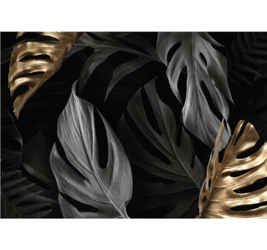 Cortina roller living comedor hojas tropicales elegantes - TenVinilo