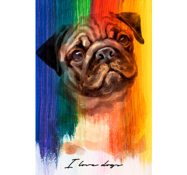 Cortina roller living comedor pug arcoíris - TenVinilo