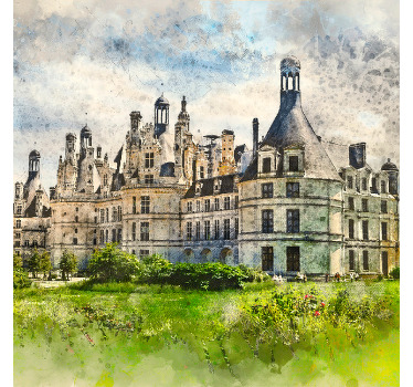 Cortina roller living comedor castillo francés - TenVinilo