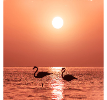 Living room blind featuring beautiful flamingo sunset - TenStickers