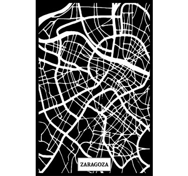 Rolgordijn woonkamer topografische kaart zaragoza - TenStickers