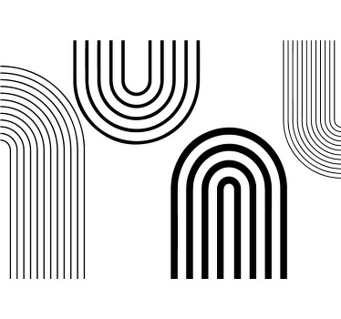 White window blind with sleek minimalist black arcs - TenStickers