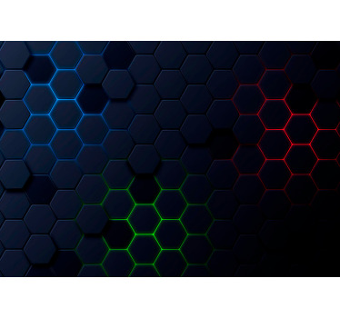 Black roller blind with dark hexagonal 3d pattern - TenStickers