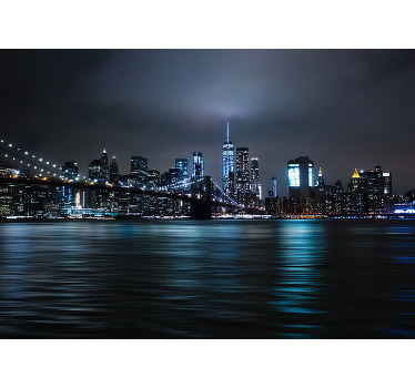 Black roller blind urban night view - TenStickers