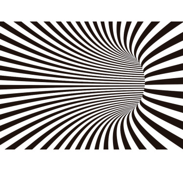 Black roller blind 3d tunnel black and white - TenStickers