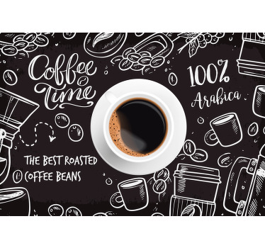 Black roller blind coffee time prints - TenStickers
