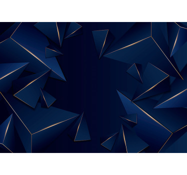 Black roller blind with blue and gold geometric pattern - TenStickers