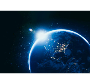 Black roller blind earth from space with solar flare - TenStickers