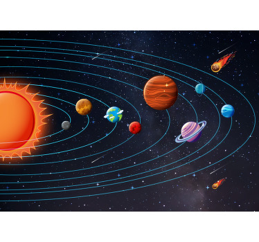 Black roller blind space-themed kids animation - TenStickers