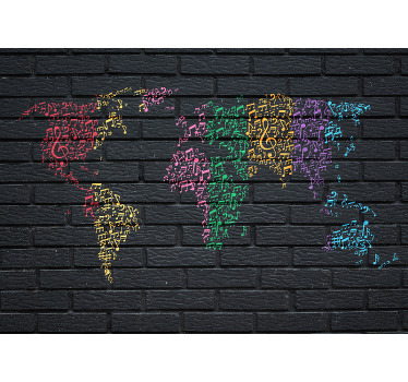 Black roller blind with rainbow music sounds worldmap - TenStickers