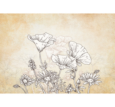 Beige blind vintage meadow design - TenStickers