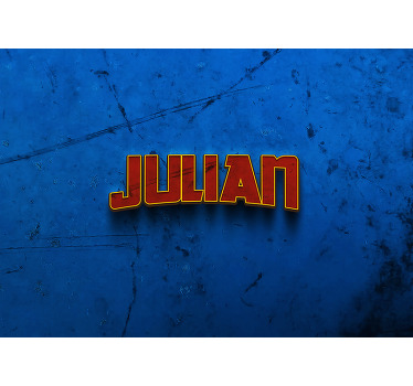 Blue blind superhero wall art with name - TenStickers