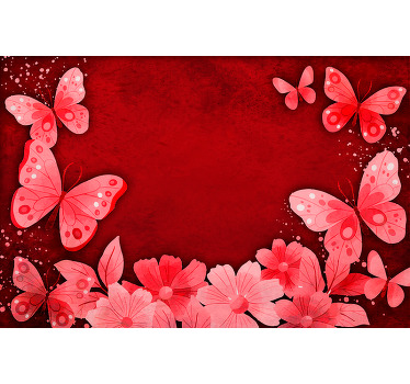 Red blind with floral and butterfly design - TenStickers