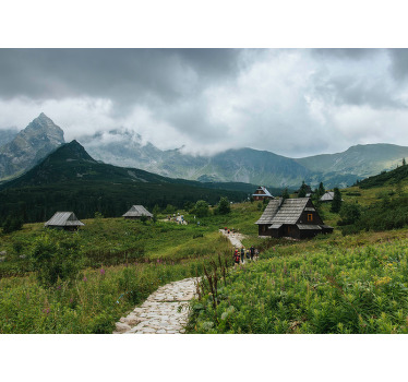 Green blind wooden houses in tatra mountains - TenStickers
