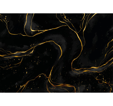 Living room blind in black and golden marble - TenStickers
