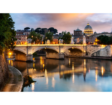 Living room blind view of rome from the tiber photomural - TenStickers