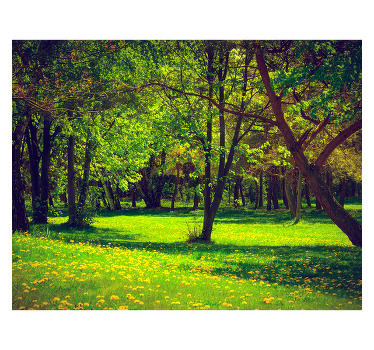 Living room blind serene forest view - TenStickers