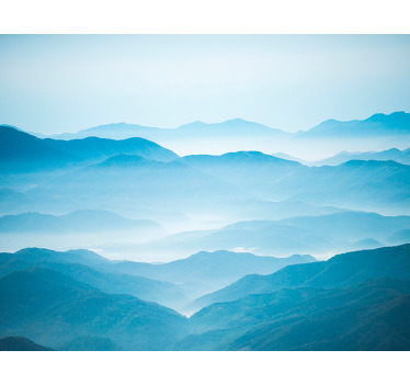 Living room blind fog bank mountain mural - TenStickers