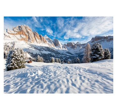 Living room blind snowy mountain landscape mural - TenStickers